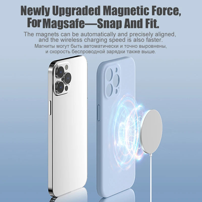 Magnetiskt Silikonskal för iPhone 14/15 – Slimmat Skydd med MagSafe | MyPhonify